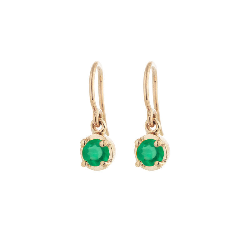 Winkie Earring, Green Onyx, Gold