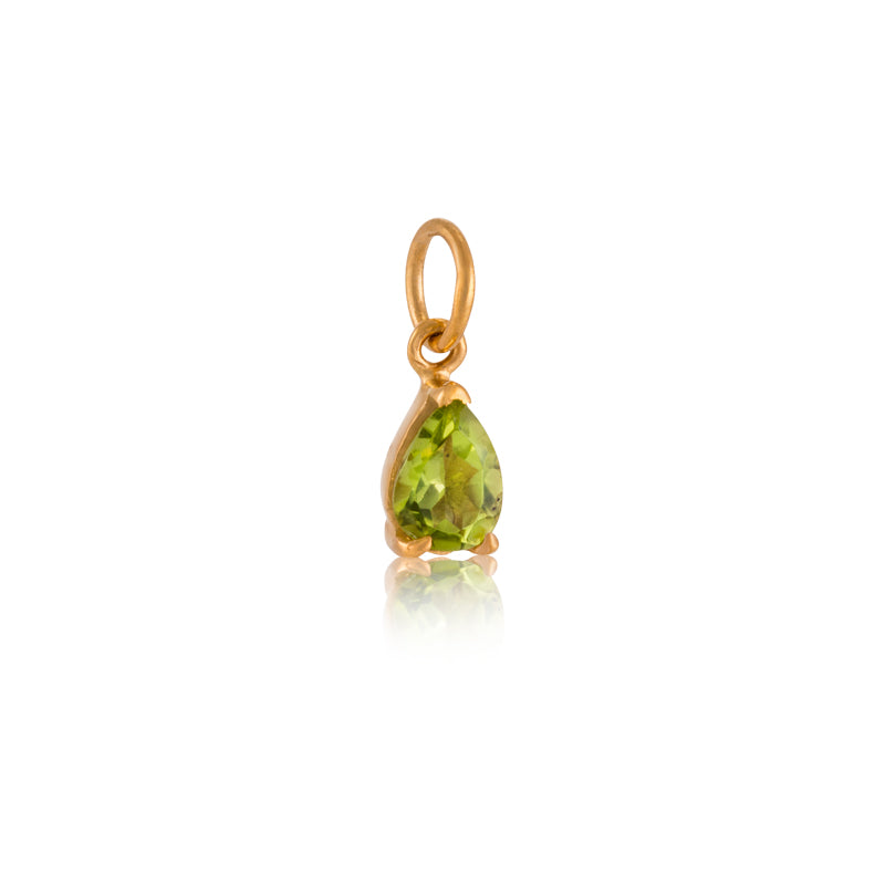 Teardrop Pendant, Peridot, Gold