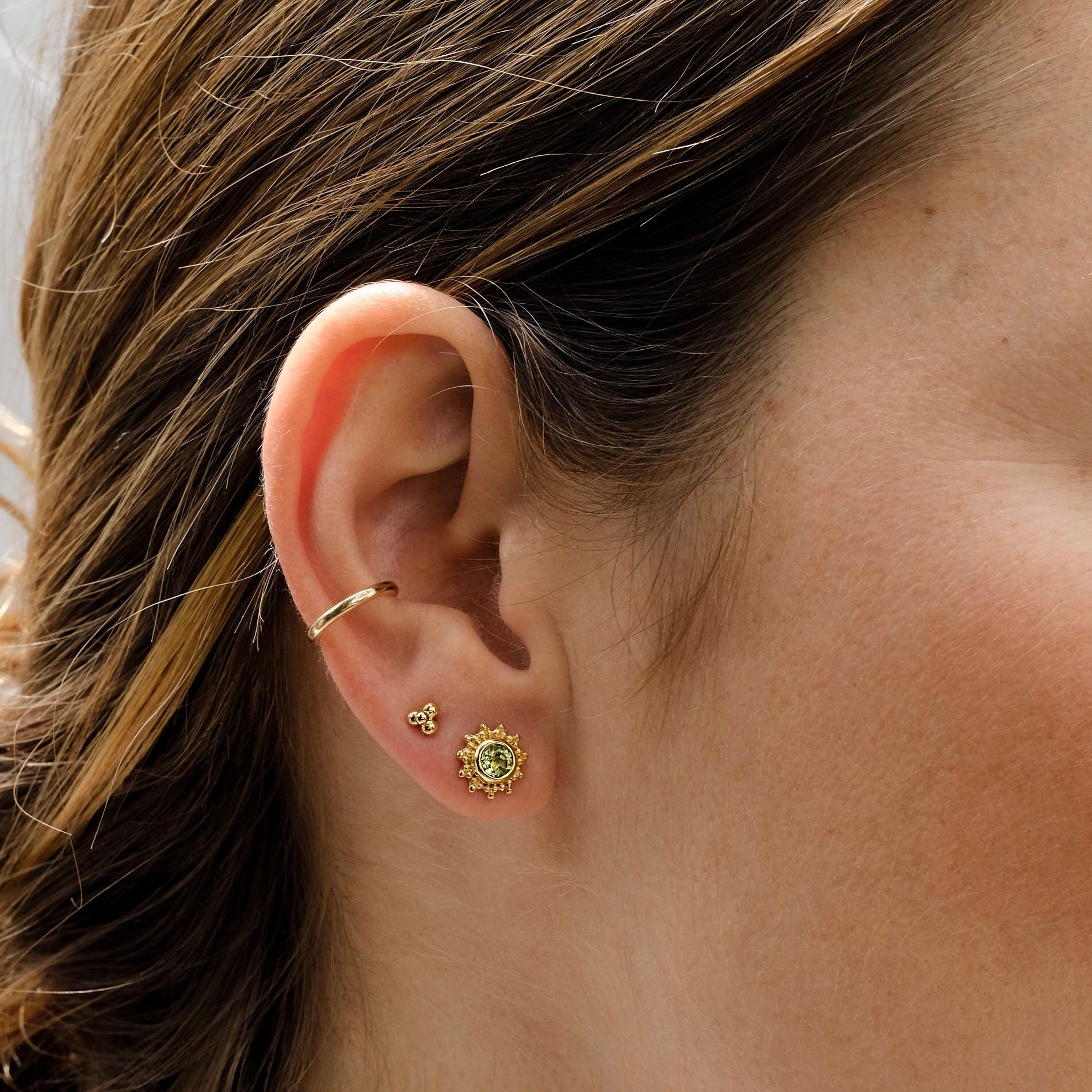 Soleil Stud, Peridot, Gold