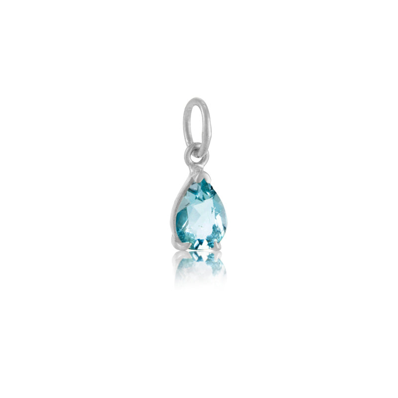Teardrop Pendant, Blue Topaz, Silver