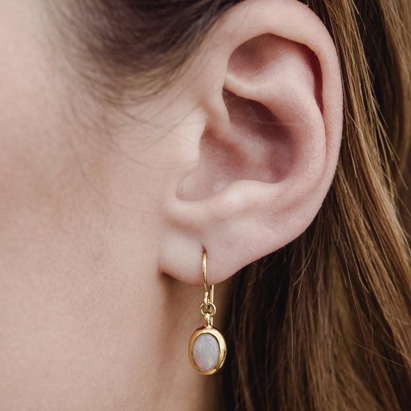 Nova Earring, White Opal, Gold