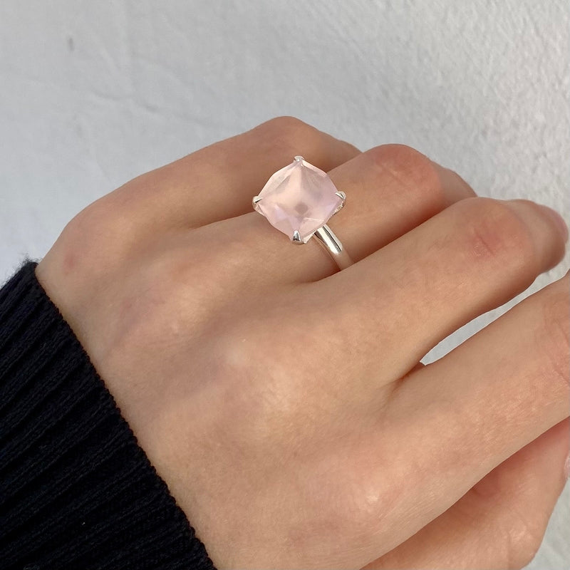 Kara Ring, Rose Quartz, Silver