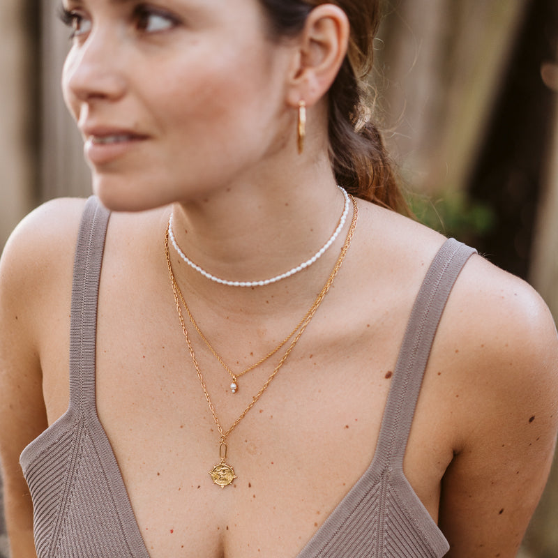 Grecian Amulet Necklace, Gold
