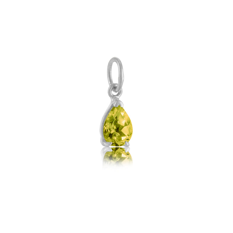 Teardrop Pendant, Peridot, Silver