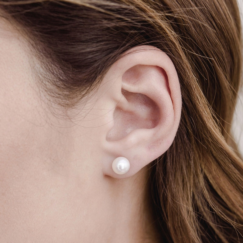 Pearl Stud, 6mm Silver