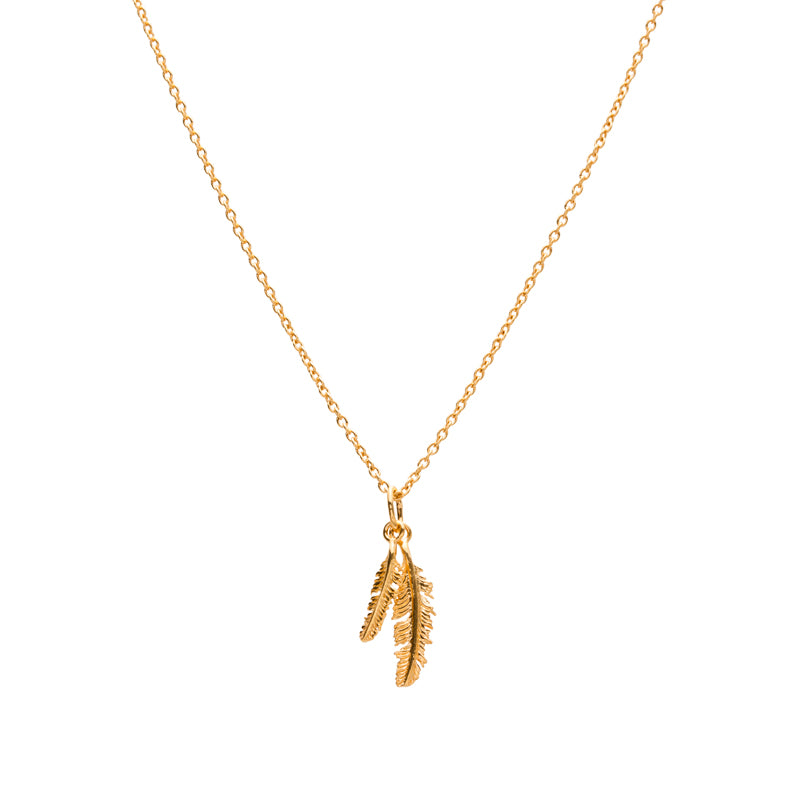 Feather Duo Necklace, Gold