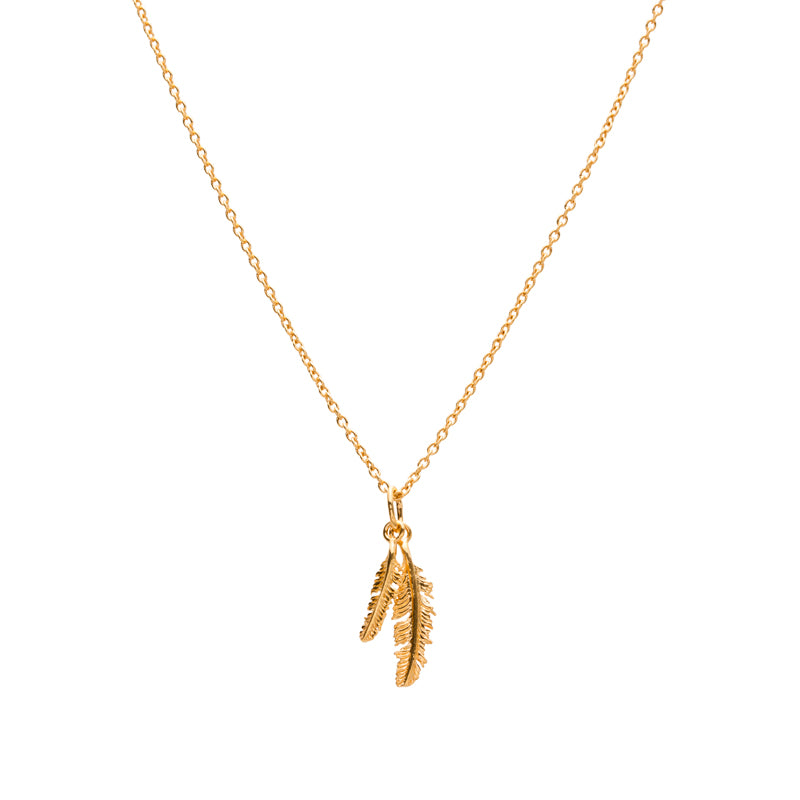 Feather Duo Necklace, Gold
