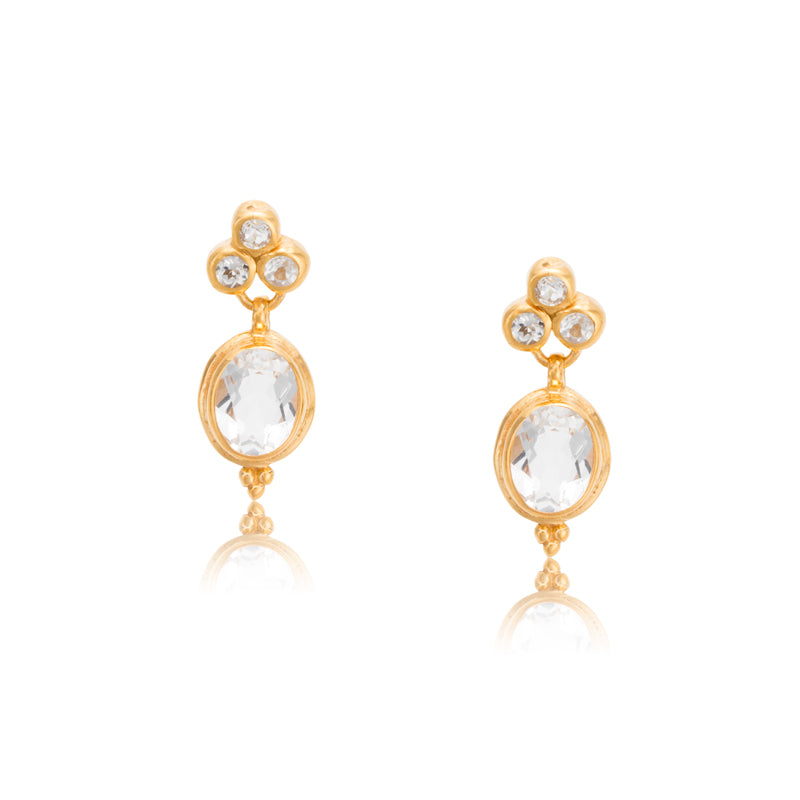 Trifilli Stud, White Topaz, Gold