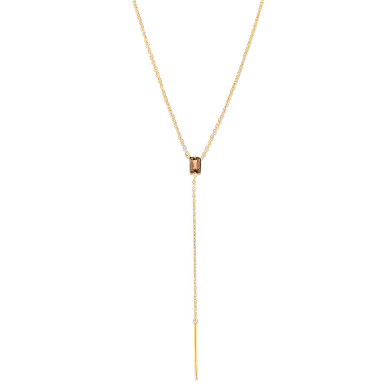 Baguette Lariat, Smokey Quartz, Gold