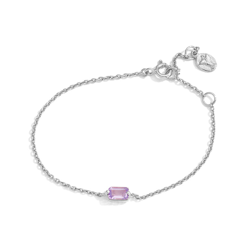 Baguette Mini Bracelet, Amethyst, Silver