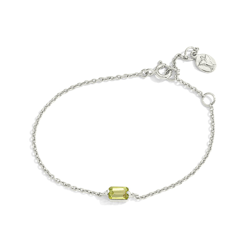 Baguette Mini Bracelet, Peridot, Silver