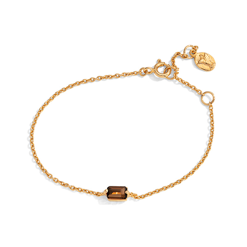 Baguette Mini Bracelet, Smokey Quartz, Gold