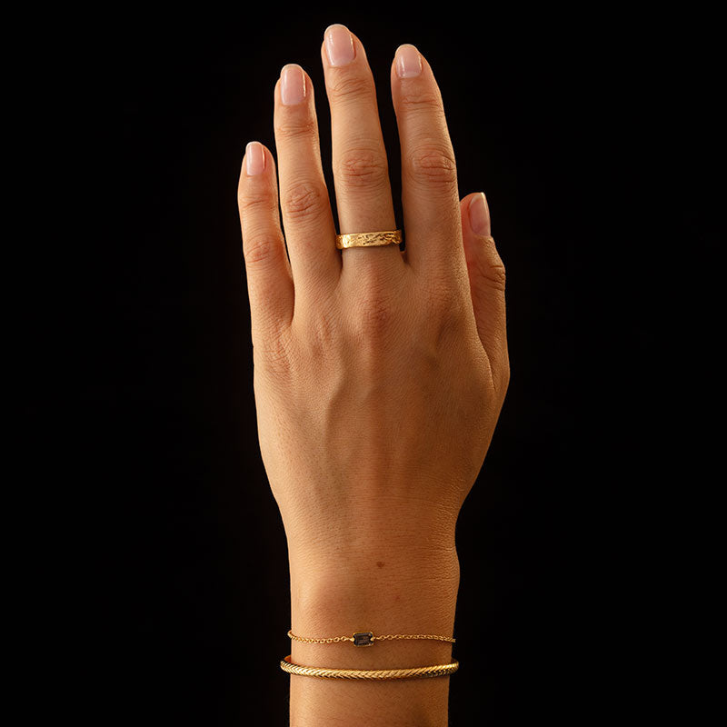 Baguette Mini Bracelet, Smokey Quartz, 9kt Yellow Gold