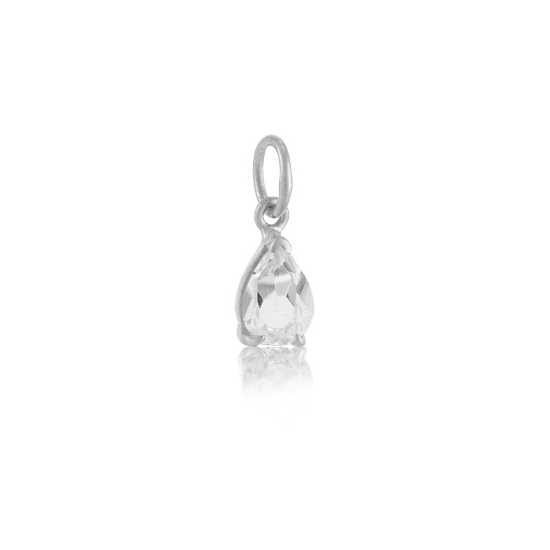 Teardrop Pendant, White Topaz, Silver