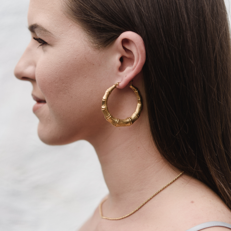 Bamboo Large Hoop in Silver Kerry Rocks Jewellery