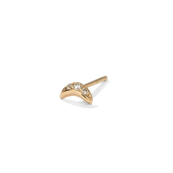 Crescent Stud Single, Diamond, 9kt Yellow Gold