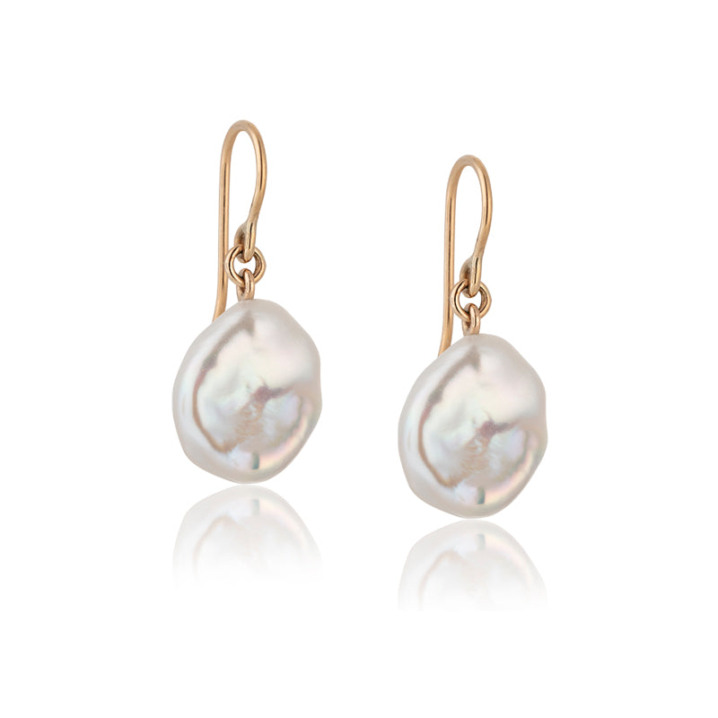 Keshi Pearl Earring, 9kt Yellow Gold