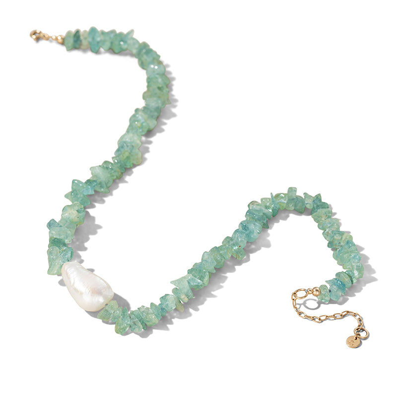 Dimitra Necklace, Aquamarine, 9kt Yellow Gold