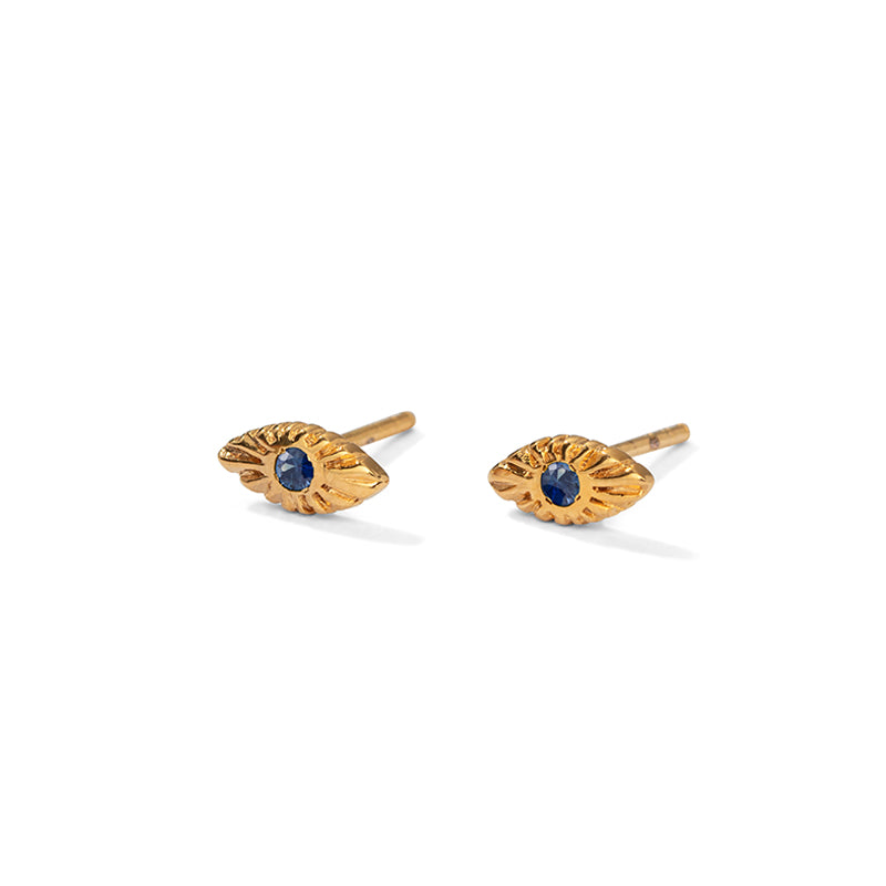 Evil Eye Stud, Blue Sapphire, Gold
