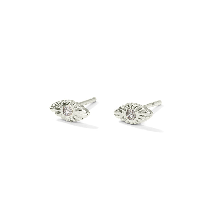 Evil Eye Stud, White Topaz, Silver