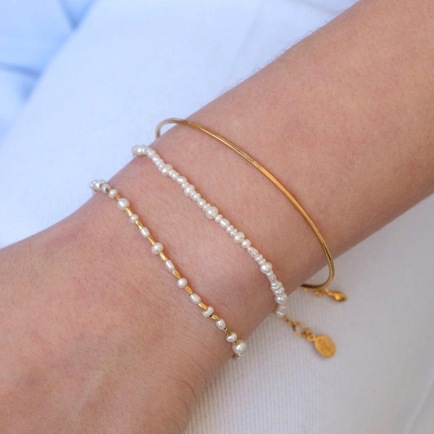 Seed Bracelet, Pearl, Gold
