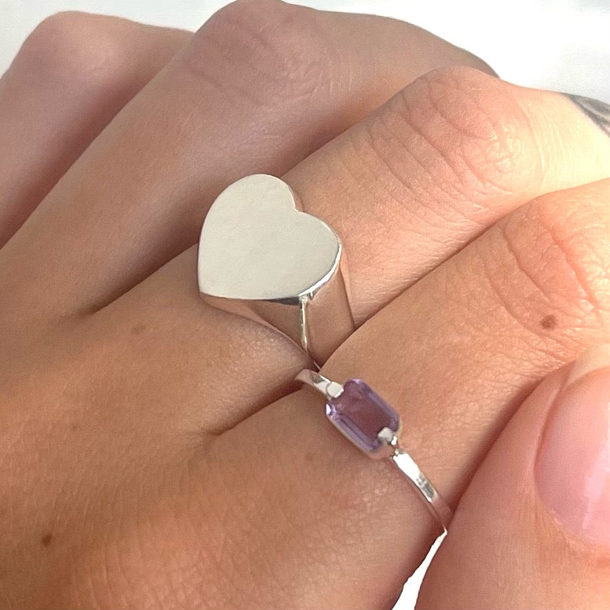 Sterling silver deals open heart ring