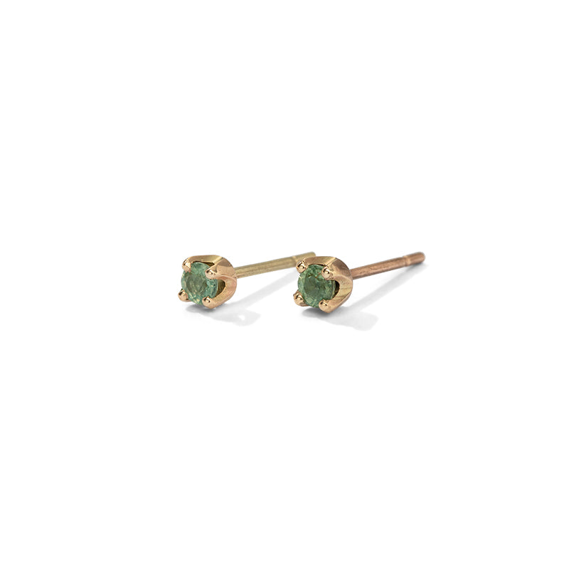 Crown Stud, Green Sapphire, 9kt Yellow Gold