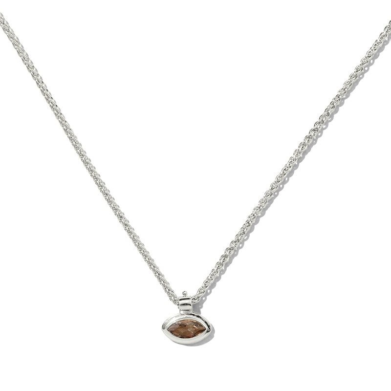 Iris Necklace, Smokey Quartz, Silver