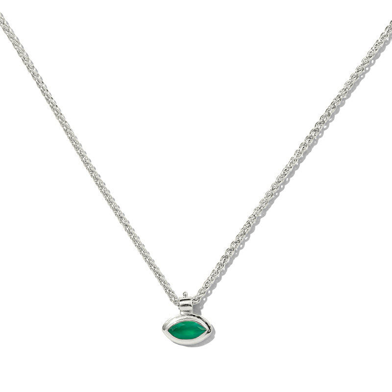 Iris Necklace, Green Onyx, Silver