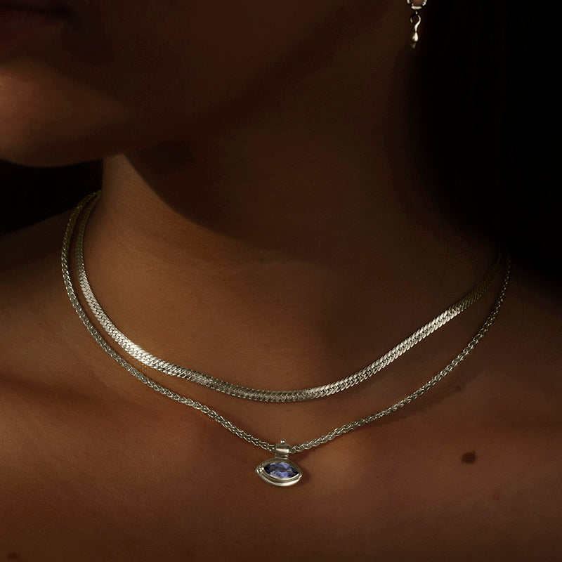 Iris Necklace, Iolite, Silver