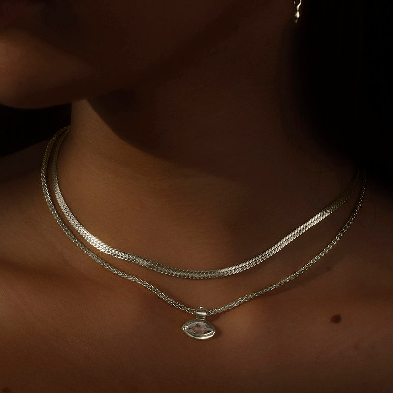 Iris Necklace, Smokey Quartz, Silver