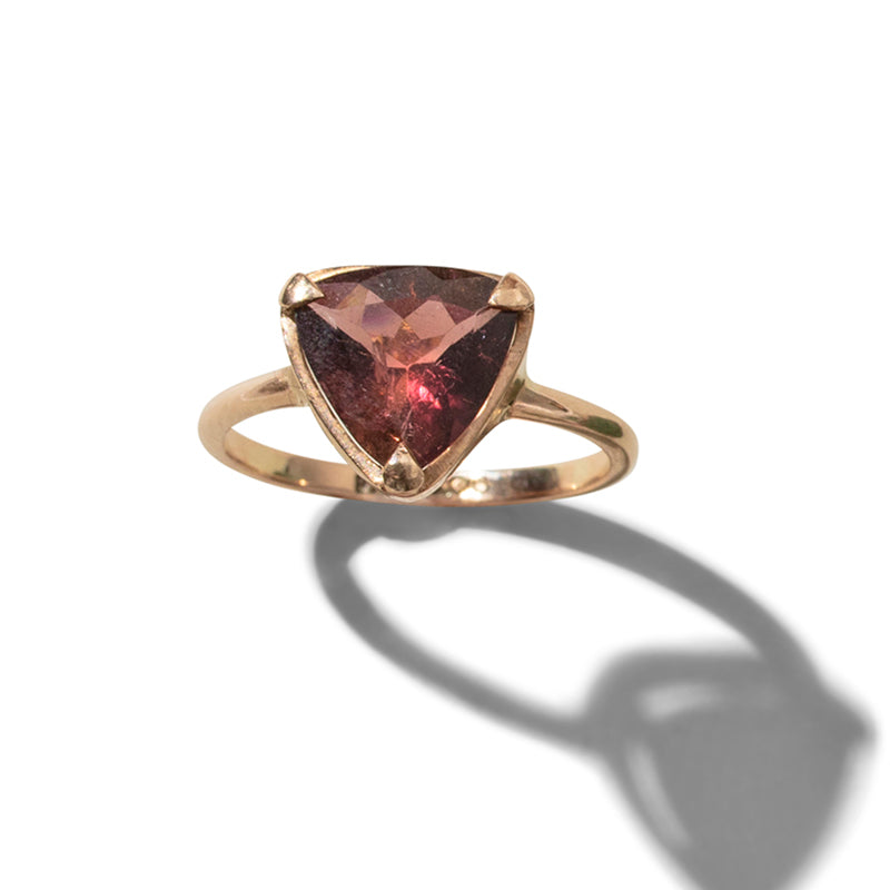 Trigon Ring, Bi-colour Tourmaline, 9kt Yellow Gold