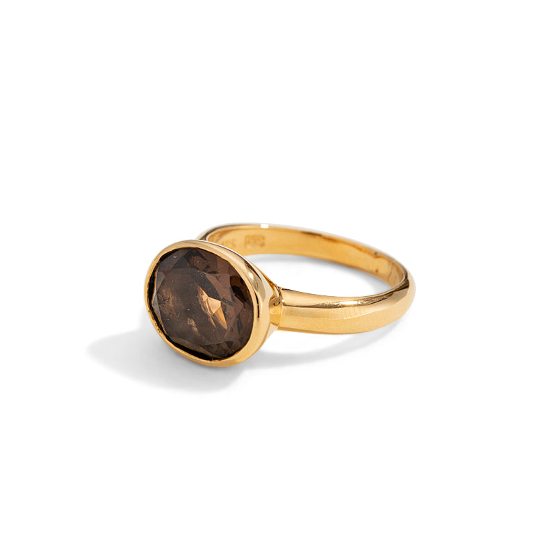 Leone Ring, Smokey Quartz, Gold