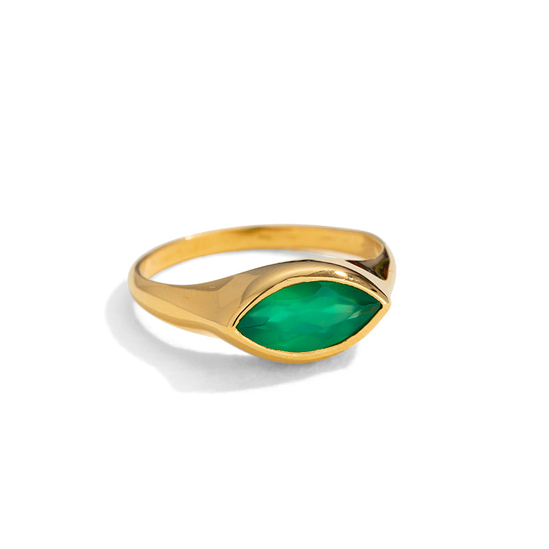 Iris Ring, Green Onyx, Gold