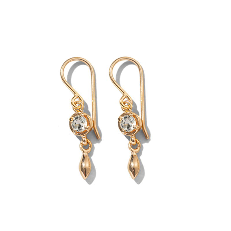 Mercy Earring, White Topaz, Gold