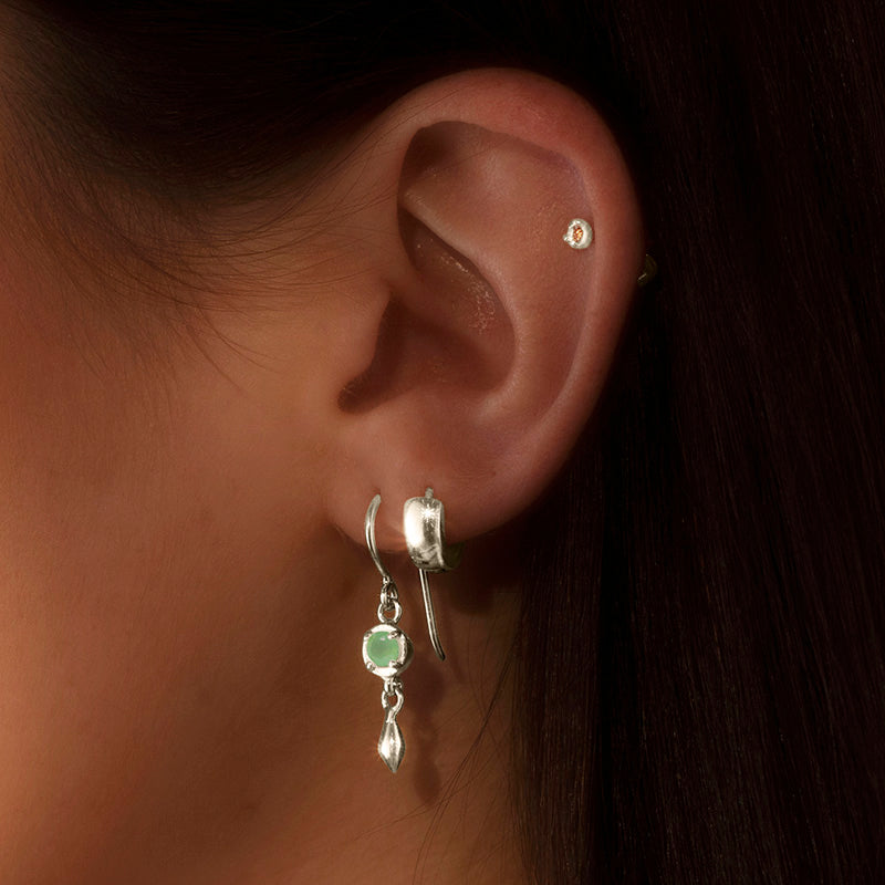 Mercy Earring, Chrysoprase, Silver