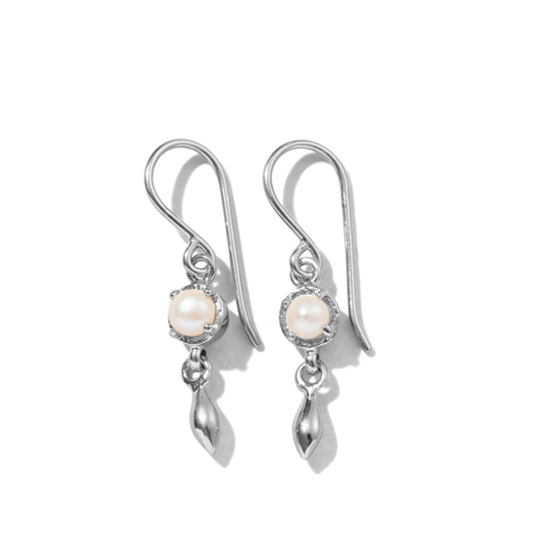Mercy Earring, Pearl, Silver