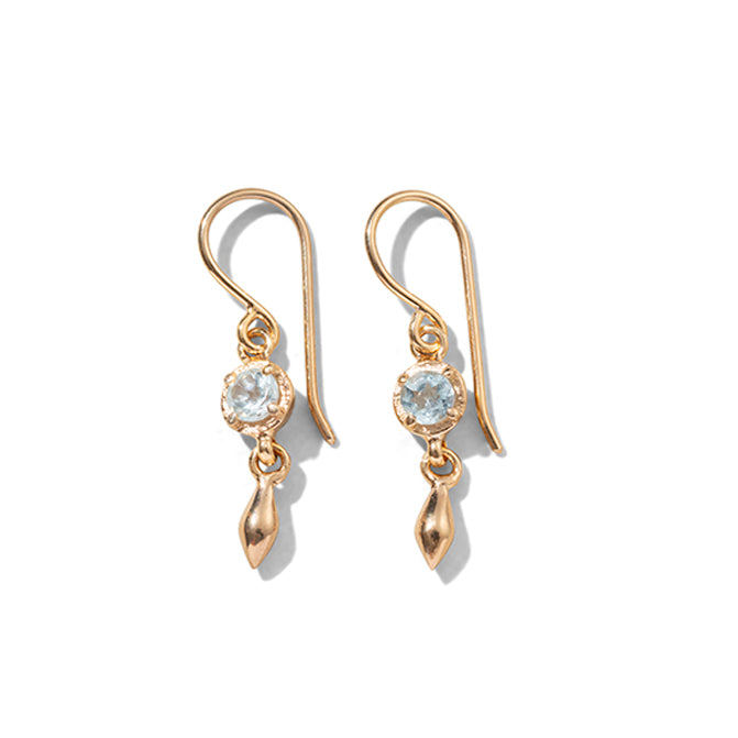 Mercy Earring, Blue Topaz, Gold