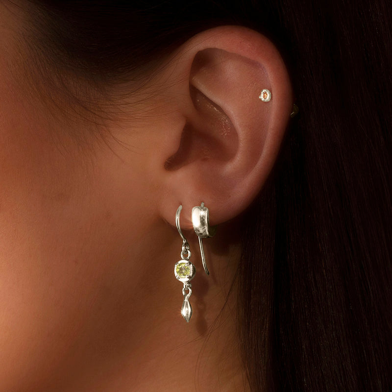 Mercy Earring, Peridot, Silver
