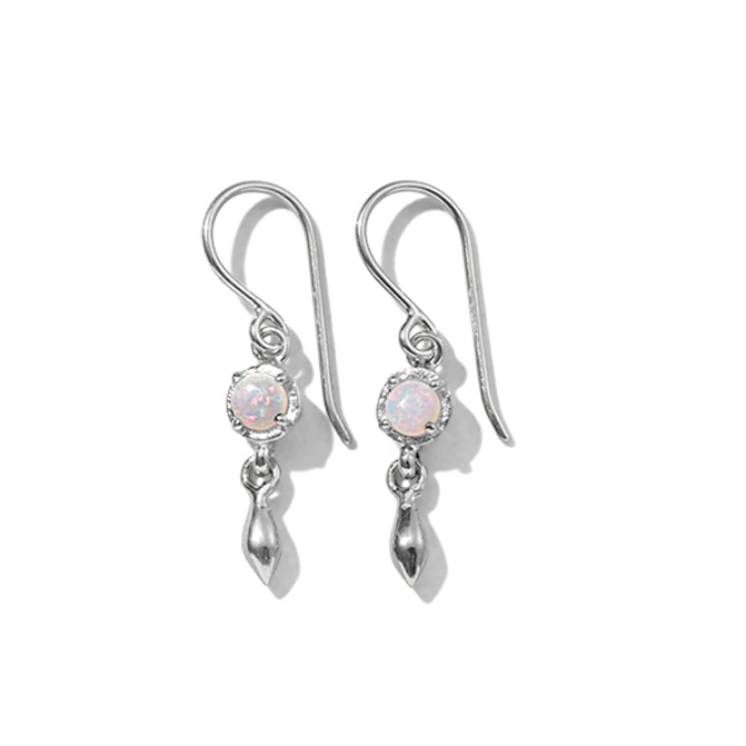 Mercy Earring, White Opal, Silver
