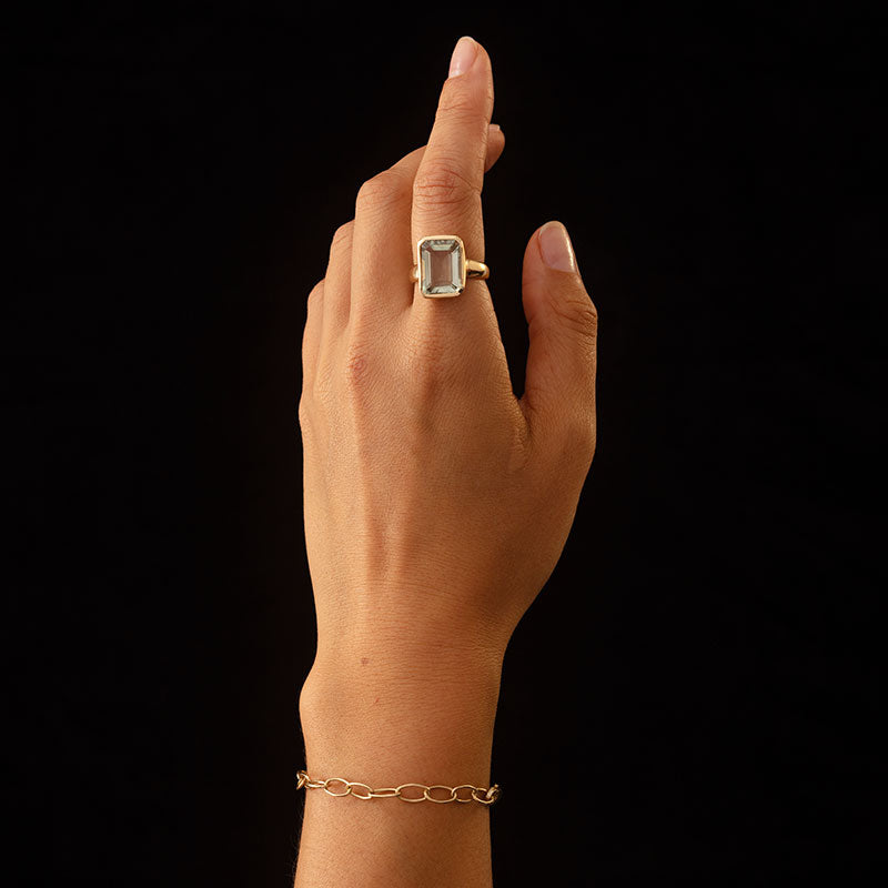 Milos Ring, Prasiolite, 9kt Yellow Gold
