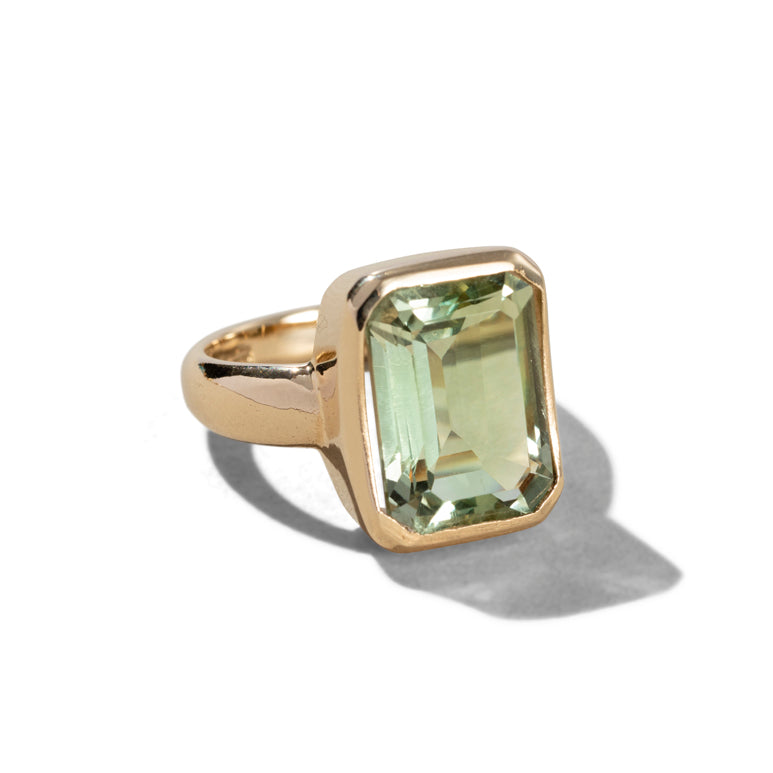Milos Ring, Prasiolite, 9kt Yellow Gold