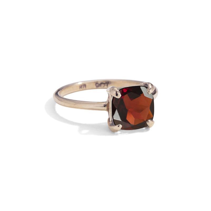 Mini Kara Ring, Garnet, 9kt Rose Gold