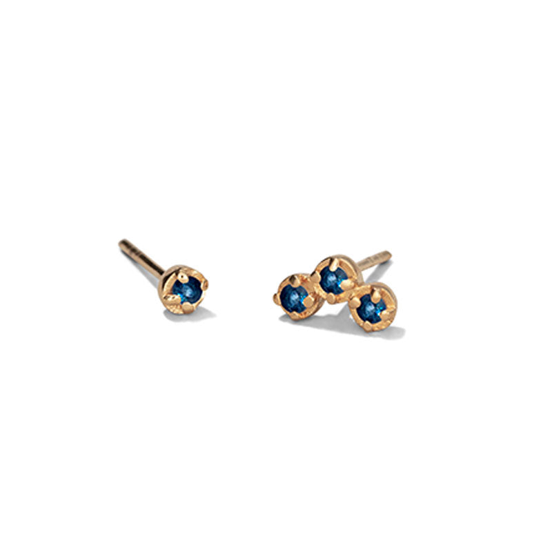 Orion Mix Match Stud, Blue Sapphire, 9kt Yellow Gold