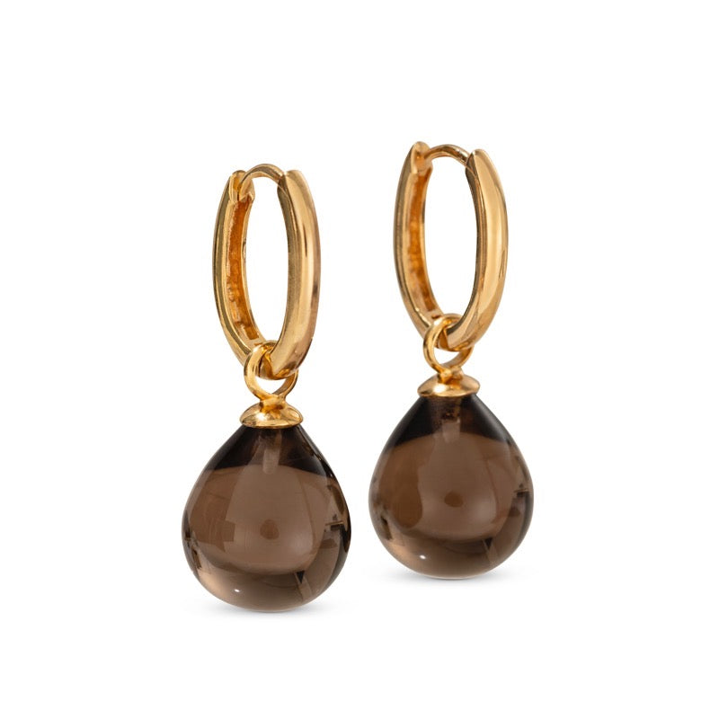 Positano Hoop,Smokey Quartz, Gold