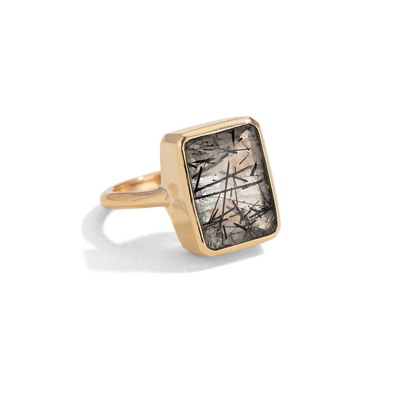 Tourmalated quartz outlet ring