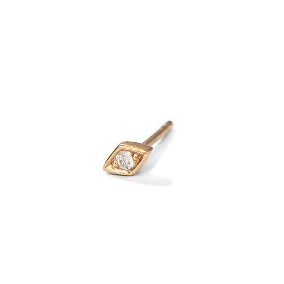 Rhombic Stud Single, Diamond, 9kt Yellow Gold