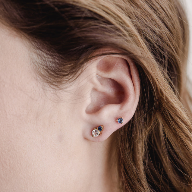 Tiny Stud, Blue Sapphire, Gold