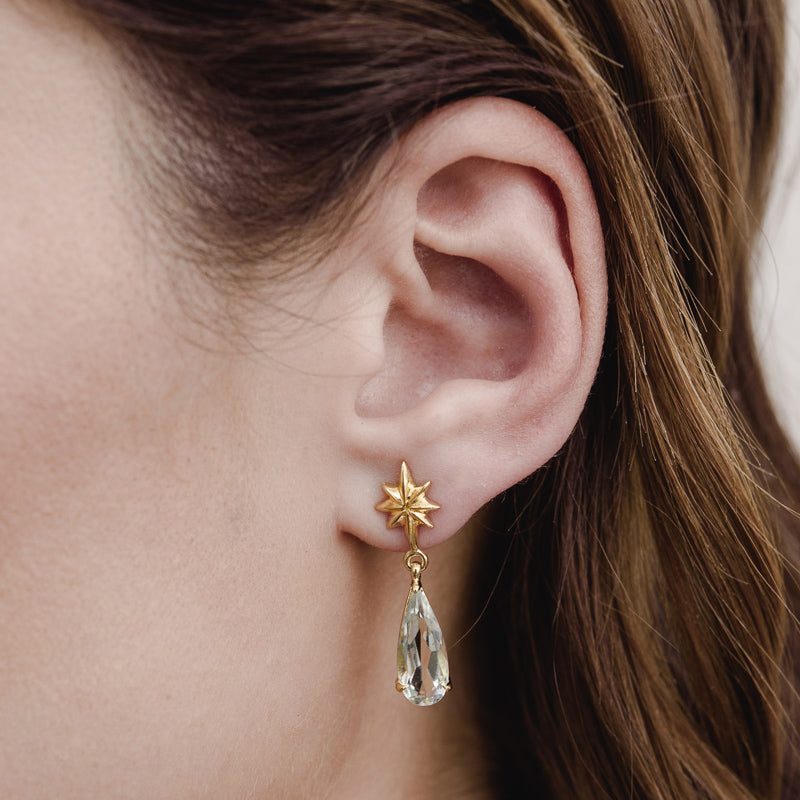 Asteri Stud, Prasiolite, Gold