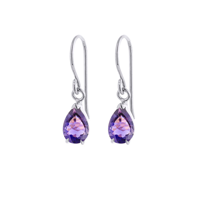 Teardrop Earring, Amethyst, Silver